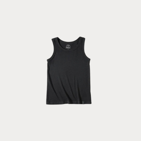 Black tank top on a light gray background